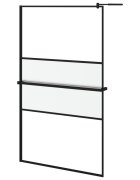 vidaXL fekete ESG üveg és alumínium zuhanyfal polccal 115x195 cm