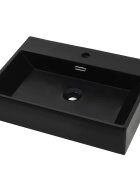 vidaXL fekete kerámia mosdó csaptelep furattal 605 x 425 x 145 cm