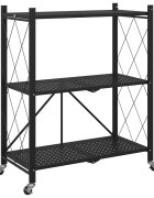 vidaXL fekete kerekes acél tárolópolc 71 x 34 x 88 cm