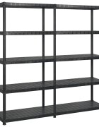 vidaXL fekete műanyag 5 szintes tárolópolc 183 x 457 x 185 cm