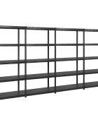 vidaXL fekete műanyag 5 szintes tárolópolc 340 x 40 x 185 cm