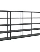 vidaXL fekete műanyag 5 szintes tárolópolc 366 x 457 x 185 cm
