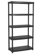 vidaXL fekete műanyag 5 szintes tárolópolc 85 x 40 x 185 cm