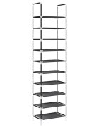 vidaXL fekete nem szőtt szövetből cipőállvány 10 szintes 44x28x180 cm