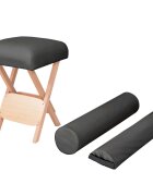 vidaXL fekete összecsukható masszázsszék 12 cm-es ülés/2 támaszték