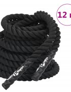 vidaXL fekete poliészter harci kötél 12 m 9 kg