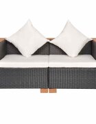 vidaXL fekete polyrattan kerti kanapé