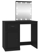 vidaXL fekete szerelt fa pipereasztal LED-del 90 x 50 x 1325 cm