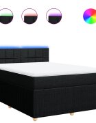 vidaXL fekete szövet rugós ágy matraccal 140 x 190 cm