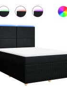 vidaXL fekete szövet rugós ágy matraccal 140 x 190 cm