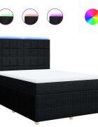 vidaXL fekete szövet rugós ágy matraccal 140 x 190 cm