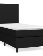 vidaXL fekete szövet rugós ágy matraccal 80 x 200 cm