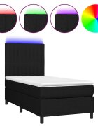 vidaXL fekete szövet rugós és LED-es ágy matraccal 80 x 200 cm