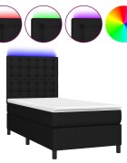 vidaXL fekete szövet rugós és LED-es ágy matraccal 80 x 200 cm