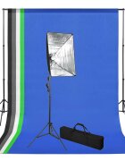 vidaXL fotóstúdió-felszerelés hátterekkel és softbox lámpával