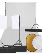 vidaXL fotóstúdió-felszerelés lámpákkal háttérrel és reflektorral