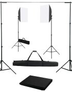 vidaXL fotóstúdió-felszerelés softbox lámpákkal és háttérrel