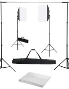 vidaXL fotóstúdió-felszerelés softbox lámpákkal és háttérrel