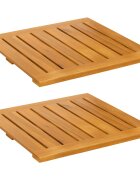 vidaXL Fürdőszoba szőnyeg 2 db Természetes 50 x 50 cm Tömör Akácfa