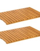 vidaXL Fürdőszoba szőnyeg 2 db Természetes 60 x 40 cm Tömör Akácfa