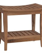 vidaXL Fürdőszobai Kisasztal Természetes 50 x 35 x 45 cm Tömör Teakfa