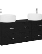 vidaXL Fürdőszobai Szekrény Szett 3 db Fekete 129 x 445 x 80 cm