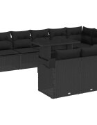 vidaXL Hálószoba szett 9 db Fekete Poli rattan