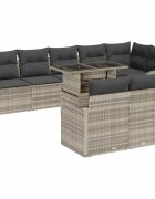 vidaXL Hálószoba szett 9 db Világosszürke Poli rattan