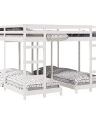 vidaXL Háromszintes emeletes ágykeret Fehér 200 x 200 cm Tömör fenyőfa