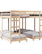 vidaXL Háromszintes emeletes ágykeret Természetes 80 / 200 x 200 cm