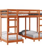 vidaXL Háromszintes emeletes ágykeret Viaszbarna 140 x 200 cm
