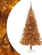vidaXL Karácsonyfa LED-es világítással Arany 120 cm PET és acél