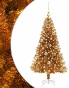 vidaXL Karácsonyfa LED-es világítással Arany 120 cm PET és acél
