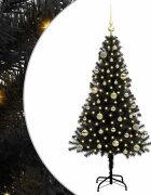 vidaXL Karácsonyfa LED-es világítással Fekete 150 cm PVC és Acél