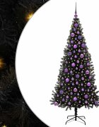 vidaXL Karácsonyfa LED-es világítással Fekete 180 cm PVC és Acél