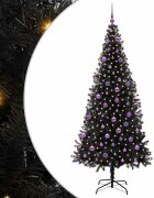 vidaXL Karácsonyfa LED-es világítással Fekete 210 cm PVC és Acél