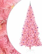 vidaXL Karácsonyfa LED-es világítással Rózsaszín 240 cm PVC és Acél