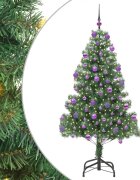 vidaXL Karácsonyfa LED-es világítással Zöld 210 cm PVC és Acél