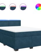 vidaXL kék bársony rugós ágy matraccal 140 x 190 cm