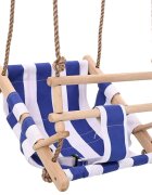 vidaXL kék fa és pamut babahinta biztonsági övvel