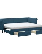 vidaXL kék kihúzható bársony heverő fiókokkal 80 x 200 cm