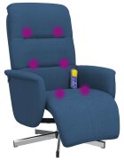 vidaXL kék szövet dönthető masszázsfotel lábtartóval