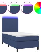 vidaXL kék szövet rugós és LED-es ágy matraccal 80 x 200 cm
