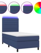 vidaXL kék szövet rugós és LED-es ágy matraccal 80 x 200 cm