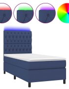 vidaXL kék szövet rugós és LED-es ágy matraccal 80 x 200 cm