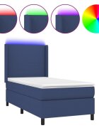 vidaXL kék szövet rugós és LED-es ágy matraccal 80 x 200 cm