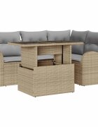 vidaXL Kerti Kanapé Szett 5 db 4-Ülőhelyek száma Bézs Poli rattan