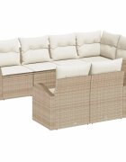 vidaXL Kerti Kanapé Szett 7 db Beige és Fehér polirattan