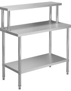 vidaXL konyhai rozsdamentes acĂ©l munkaasztal Ă©s polc 120 x 30 x 120 cm