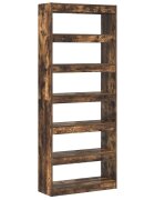vidaXL Könyvespolc 6 szintes 80 x 30 x 198 cm Szerelt Fa Füstölt tölgy